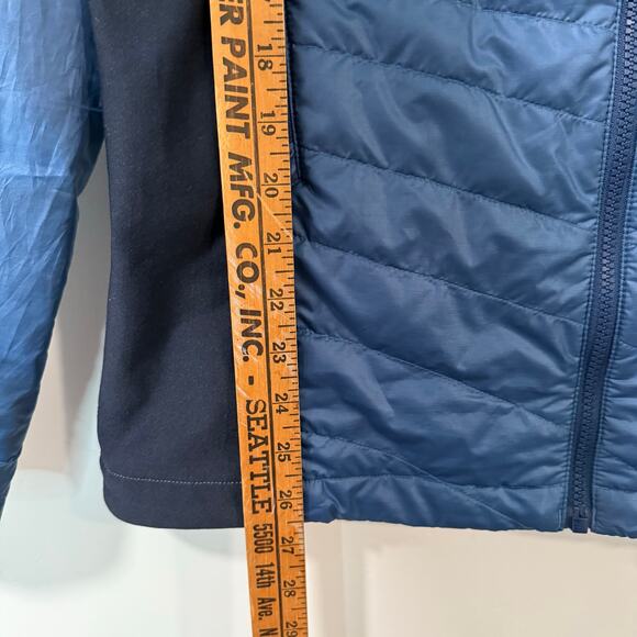 Ibex Women's Wool Aire Jacket Hybrid Puffer Blue Navy Medium Full Zip Insulated - Picture 9 of 10